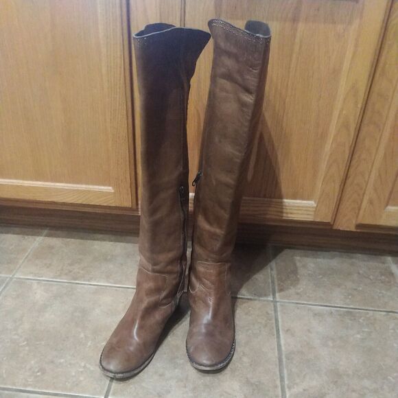 KORK-EASE TALL Brown Leather Low Heel Knee High BOOTS US 9 EU 40.5 - Picture 3 of 12